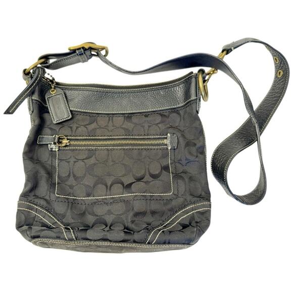 Vintage COACH Y2k NYC Chelsea Brown Suede Signature Hobo Bag Purse No D06J-10143 - Picture 1 of 8
